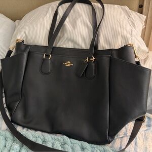 Coach Black Tote with Gold Accents
